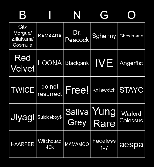 Toxic's Bingo Card