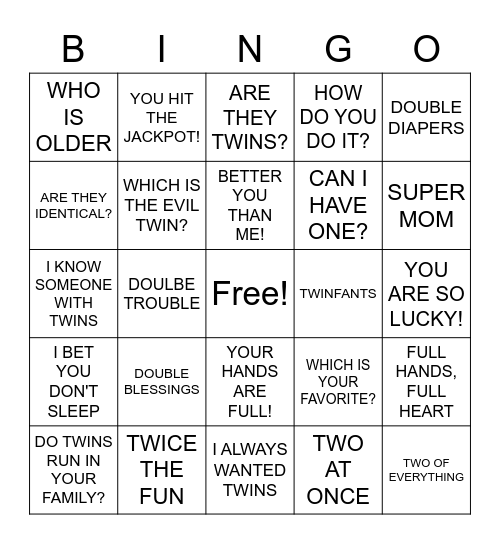 TWINGO! Bingo Card