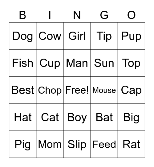 Word Bingo Card
