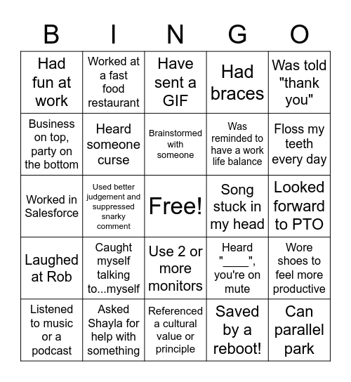 Network Development Bingo Card