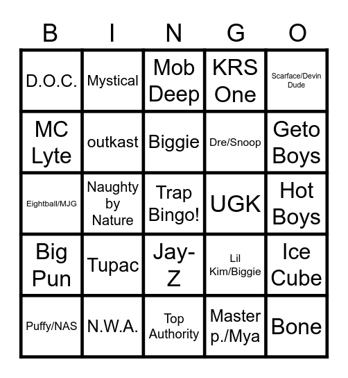 ICONS CUTZ Bingo Card