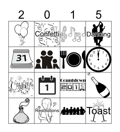 New Year's Eve  Bingo Card
