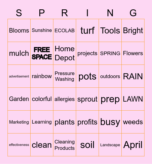 SPRINGO Bingo Card