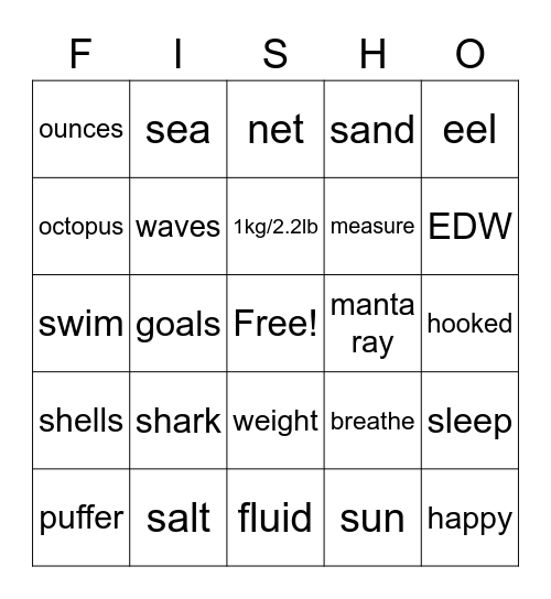 FISH O Bingo Card