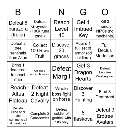 ELDEN RING 2VS2 Bingo Card