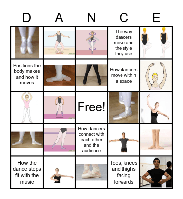 Dance Bingo Card