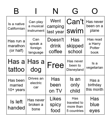 ICE BREAKER BINGO Card