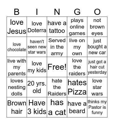 Connected Bingo Card