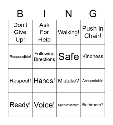 Spring Back Into School 2023 (k-1) Bingo Card