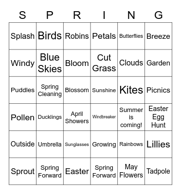 Spring Bingo! Bingo Card