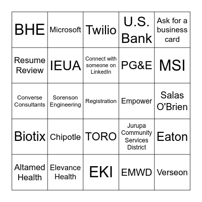 Beyond College: Career Expo | 4/14/2023 Bingo Card