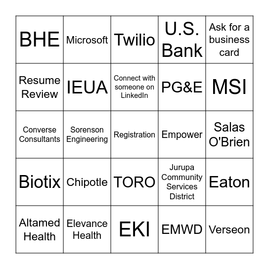 Beyond College: Career Expo | 4/14/2023 Bingo Card