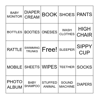 BABY SHOWER BINGO Card