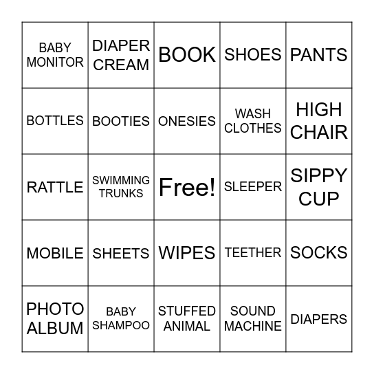 BABY SHOWER BINGO Card
