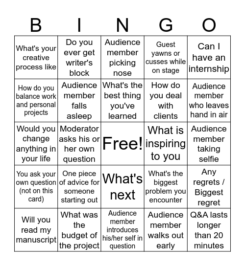 Q&A Bingo Card