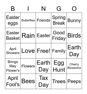 APRIL SHOWER'S Bingo Card