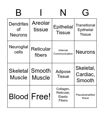 Tissue Bingo Card