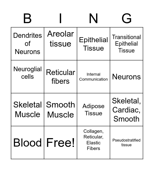 Tissue Bingo Card