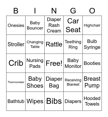 Baby Shower Bingo Card