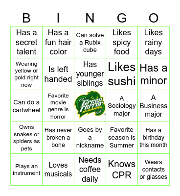 Peer Mentor Bingo Card