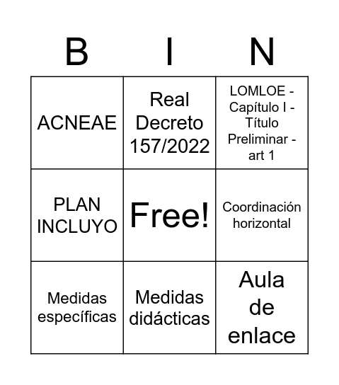 TEMA 4 Bingo Card