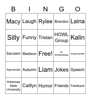 HOWL Group Bingo Card