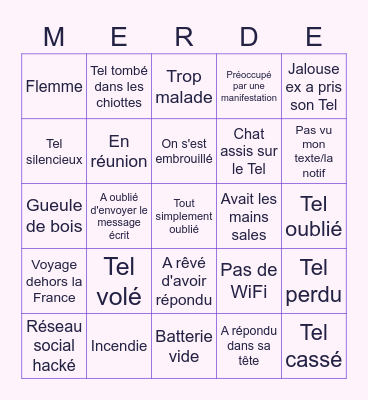 Jarine n'a pas répondu! Bingo Card