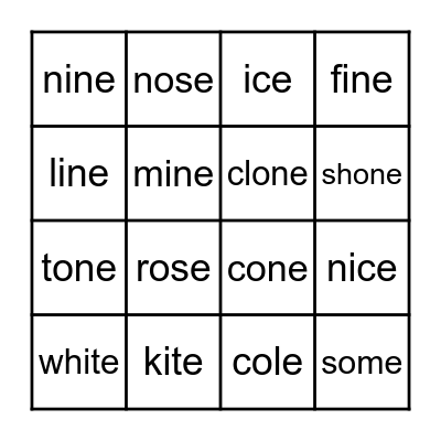 i_e  and  o_e  Bingo Card