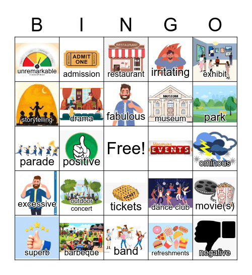 Community Events/Activities Bingo Card