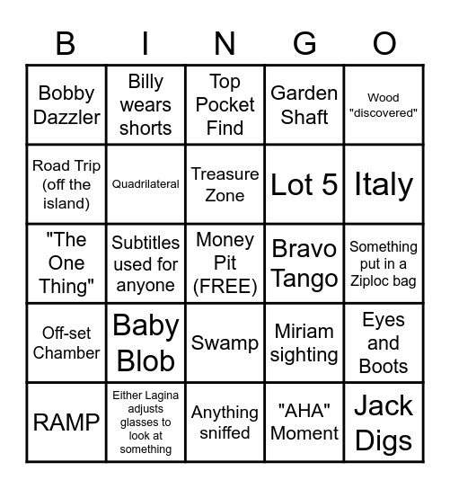 Curse of Oak Island Bingo Card