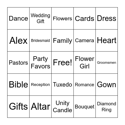 Wedding Bingo Card