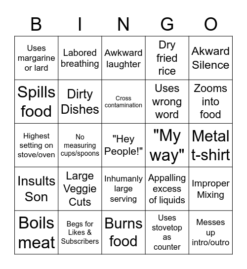 Kays Cooking II Bingo Card