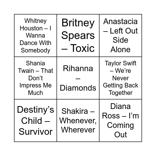 DRAG BINGO DINNER SHOW Bingo Card