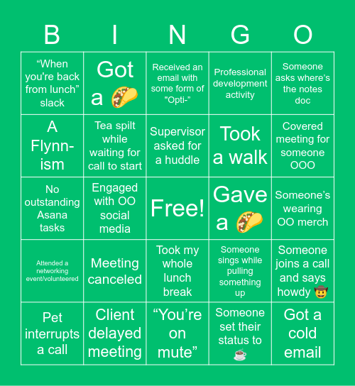 Work Day Bing-OO Bingo Card