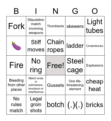 Deathmatch Bingo Card