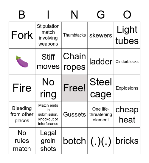 Deathmatch Bingo Card