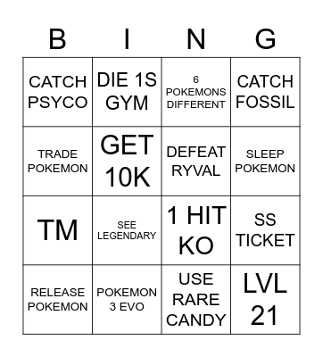 POKEMON KANTO Bingo Card