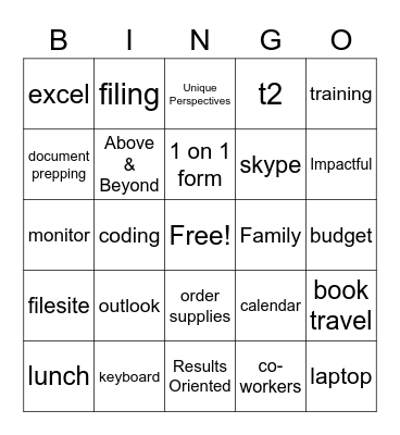 Administrative Professionals Day Bingo Card