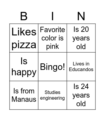 FIND SOMEBODY WHO... Bingo Card
