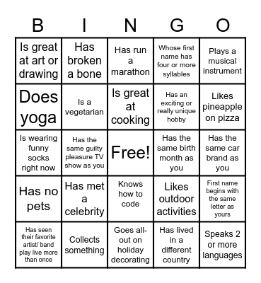 Find someone who... Bingo Card