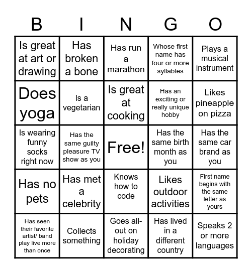 Find someone who... Bingo Card