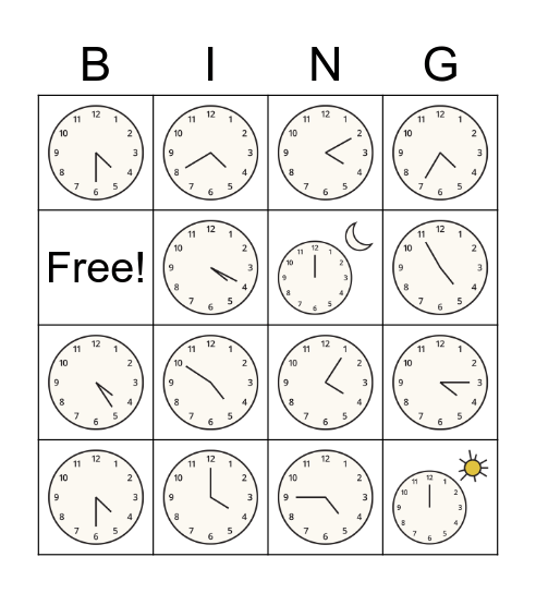 Do you have the time? Bingo Card