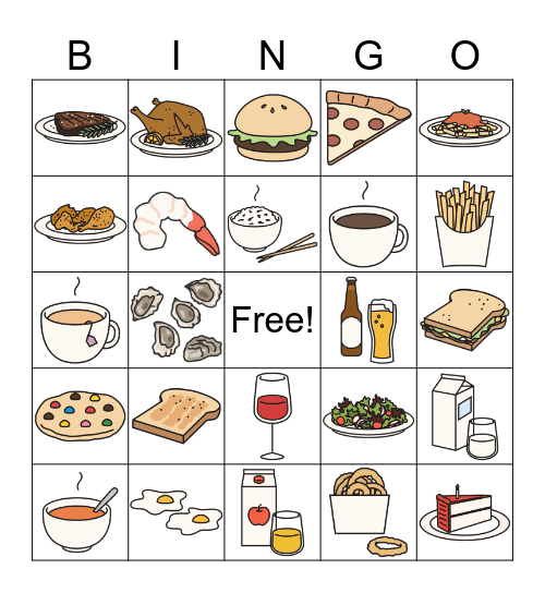 At a Restaurant: I'll have... Bingo Card