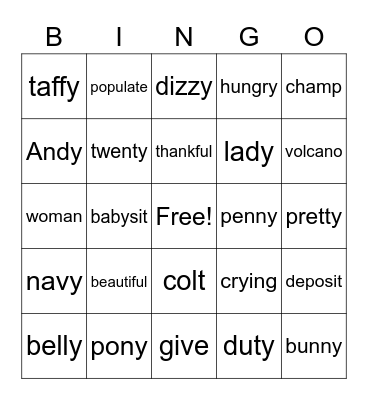Grandparents & Special Friends Day Bingo Card