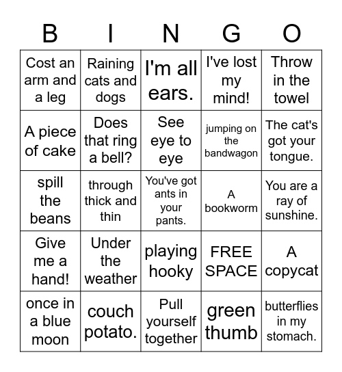 Idiom BINGO Card