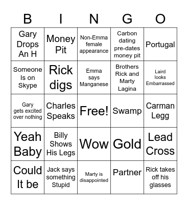 Oak Island Bingo Card