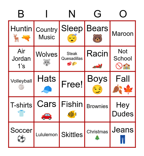 Bingo About Me (Mark If You like The Same As Me) Bingo Card