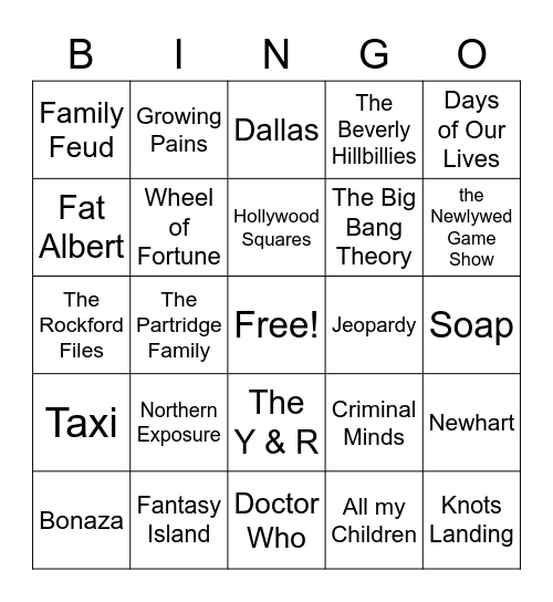 Tv Bingo 4 Bingo Card