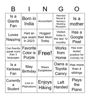 Mother's Day Bingo Card