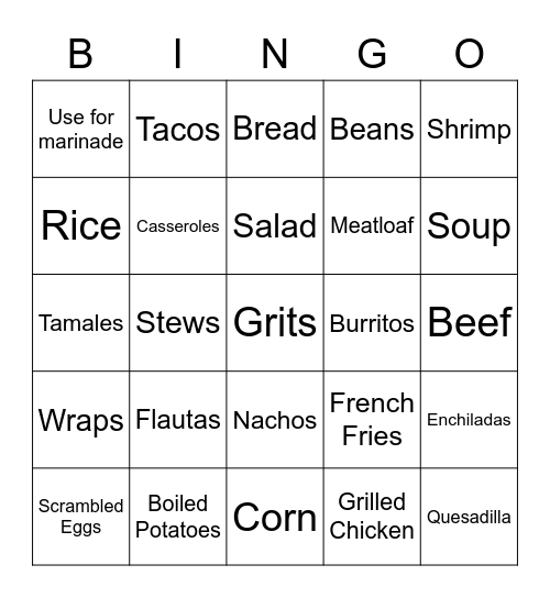 Salsa Options! Bingo Card